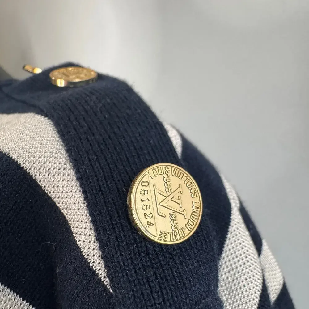 LOUIS VUITTON Uniform Navy White London Jubilee Sweater Dress Striped Knit S/M?